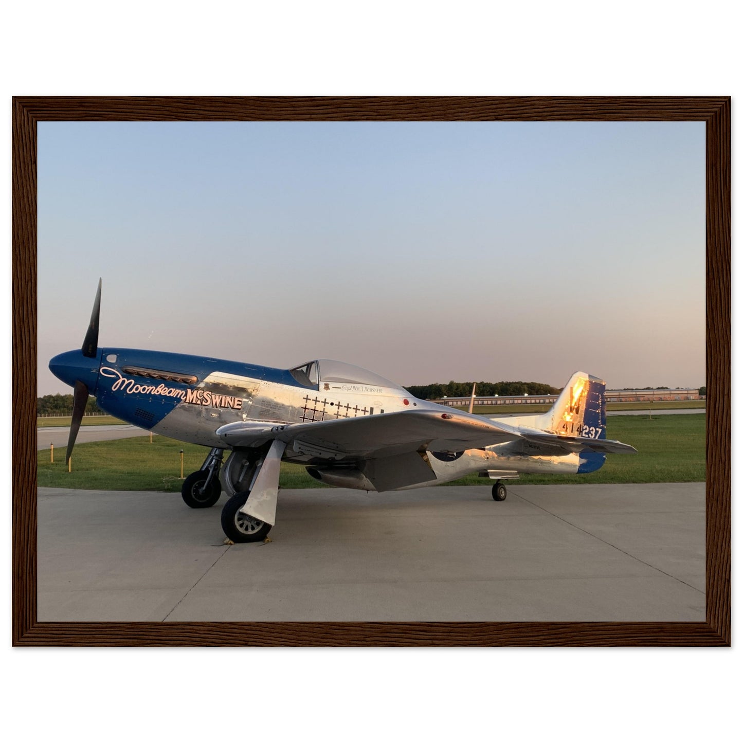 P51 Sunset - Premium Semi-Glossy Paper Wooden Framed Poster