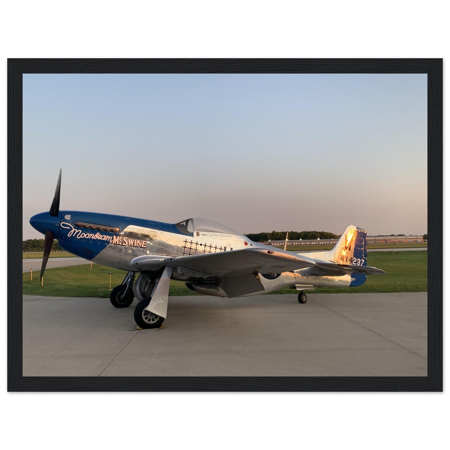 P51 Sunset - Premium Semi-Glossy Paper Wooden Framed Poster