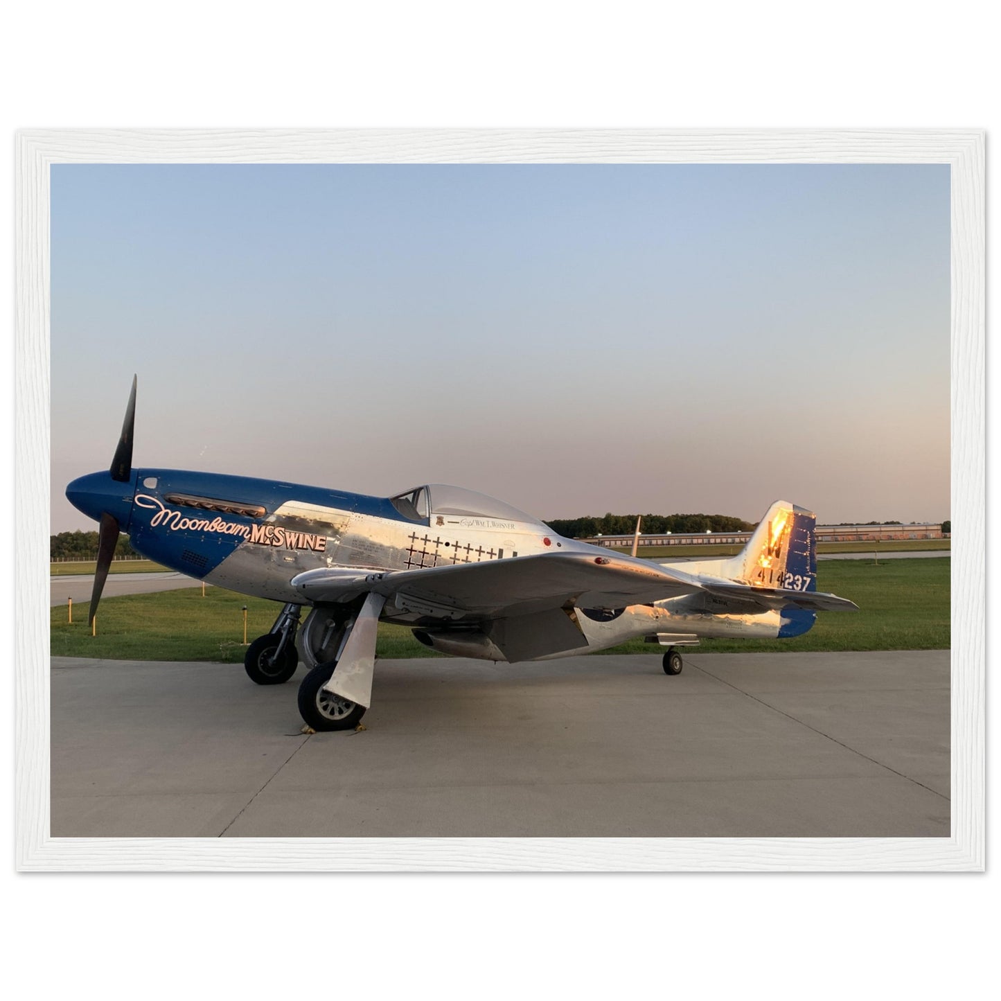 P51 Sunset - Premium Semi-Glossy Paper Wooden Framed Poster